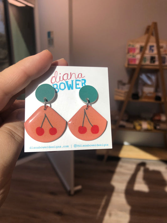 Diana Bower Designs - Earrings - medium Fan - Cherries