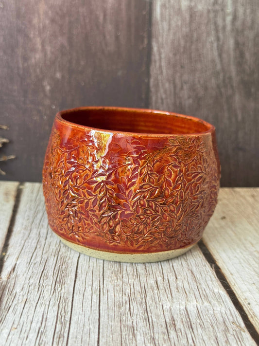 Wolf and Clay Pty Ltd - Hug Mug - Floral Imprinted - Burnt Red
