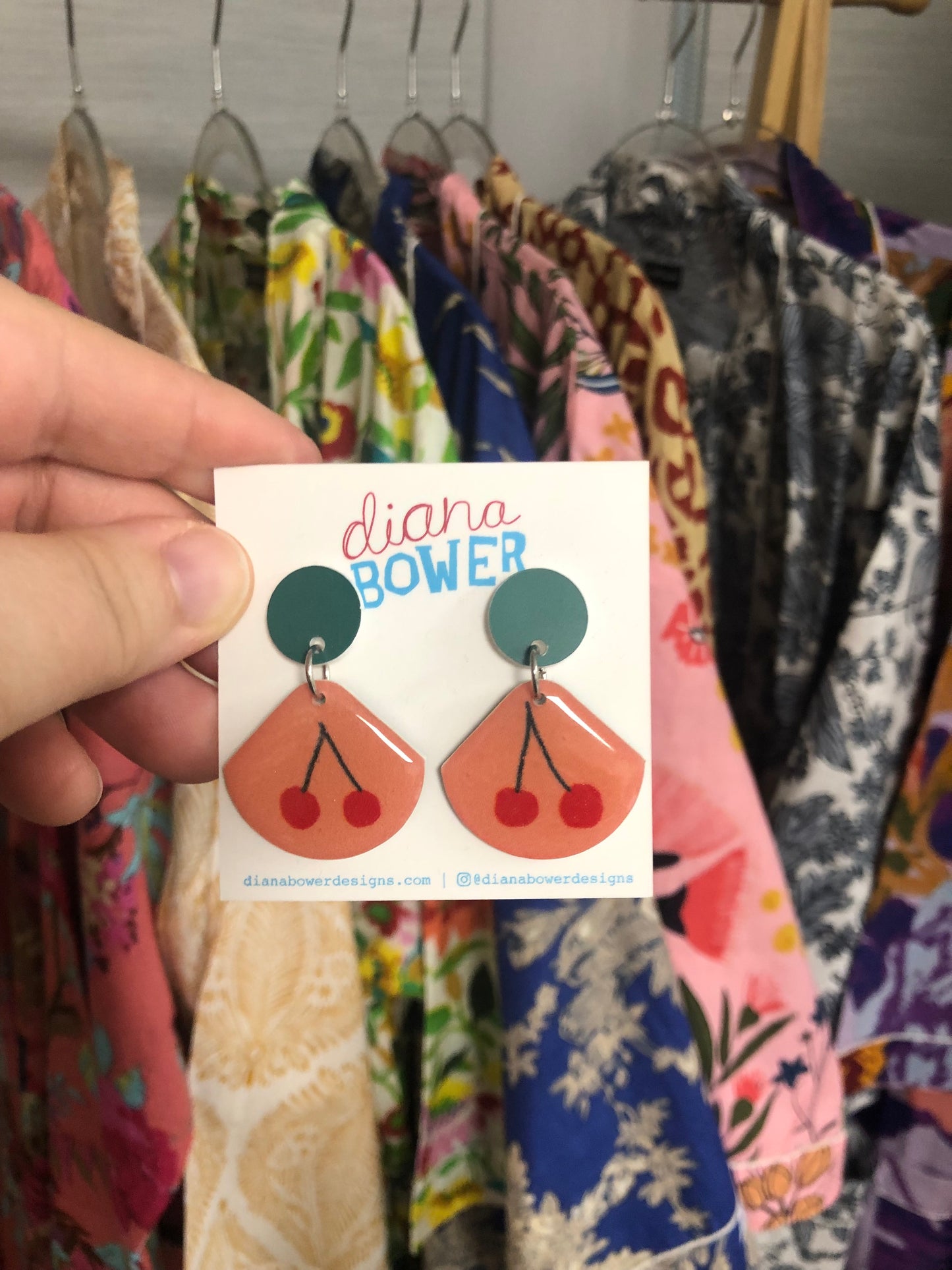 Diana Bower Designs - Earrings - medium Fan - Cherries