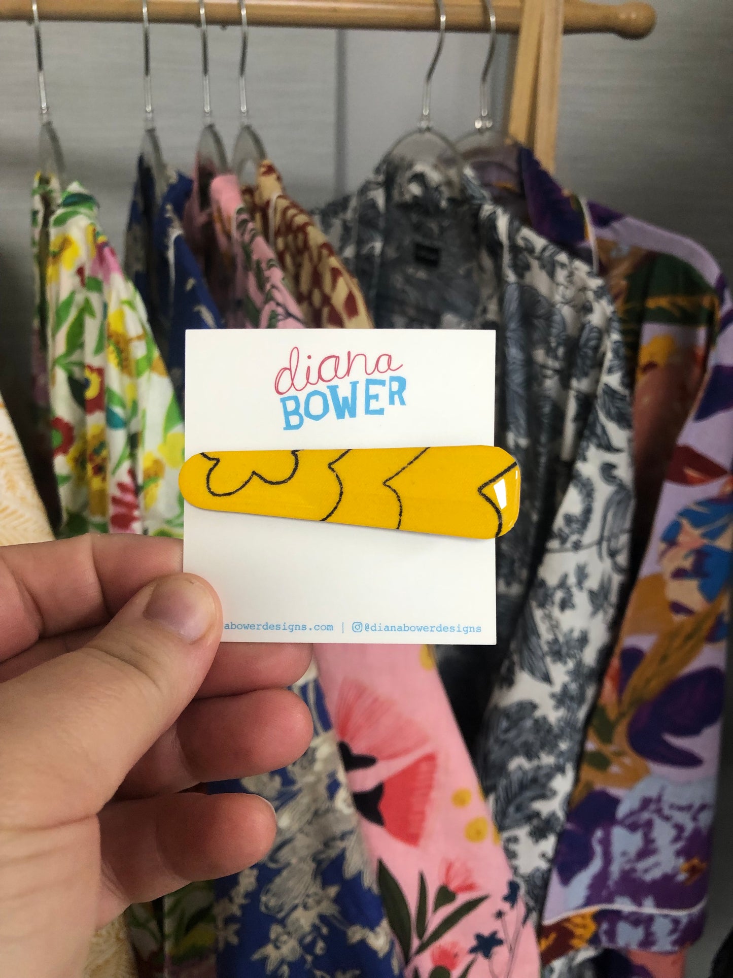 Diana Bower Designs - Hair Barrette - Yellow