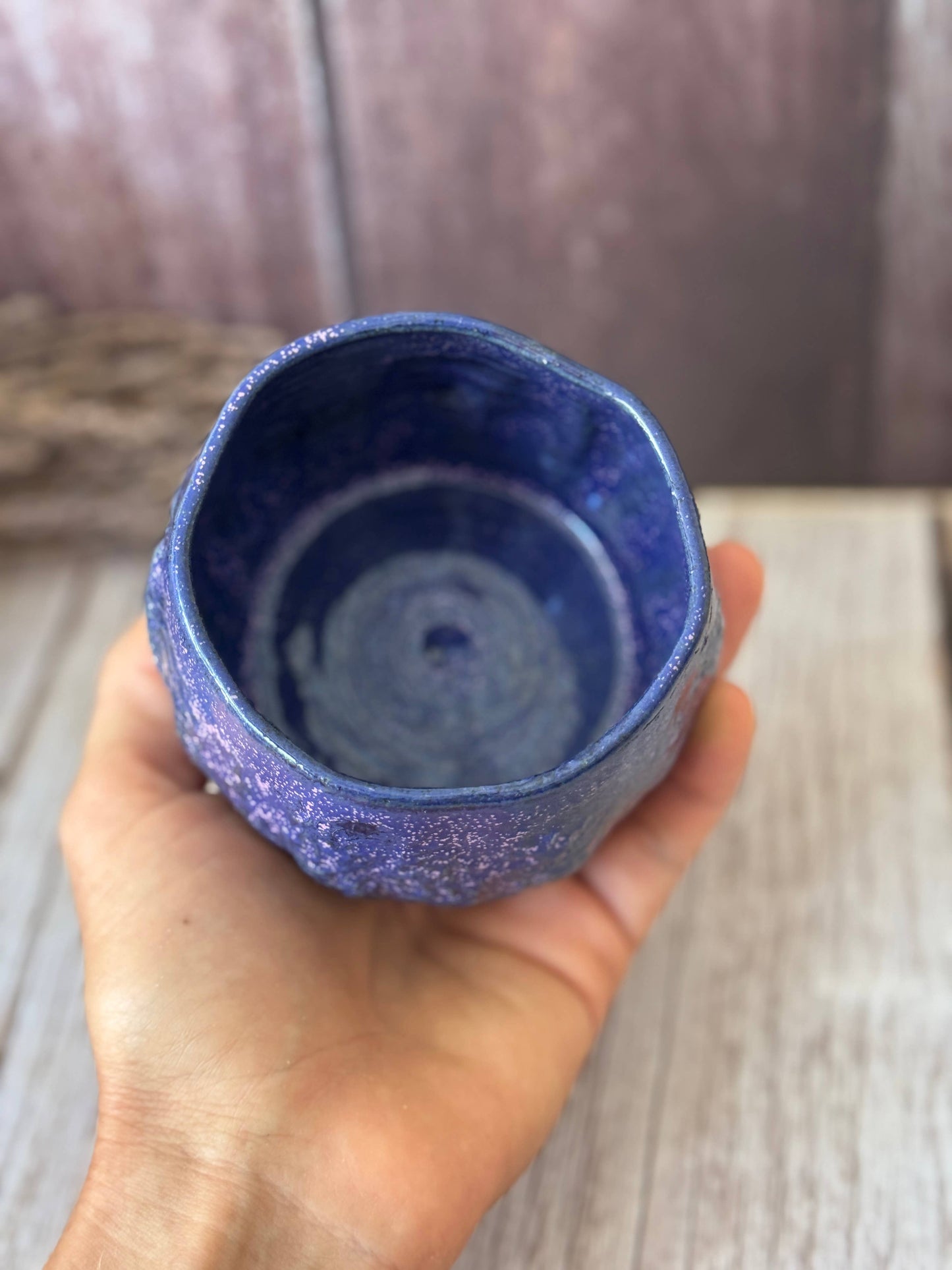 Wolf and Clay Pty Ltd - Hug Mug - Floral Imprinted - Blue with Purple