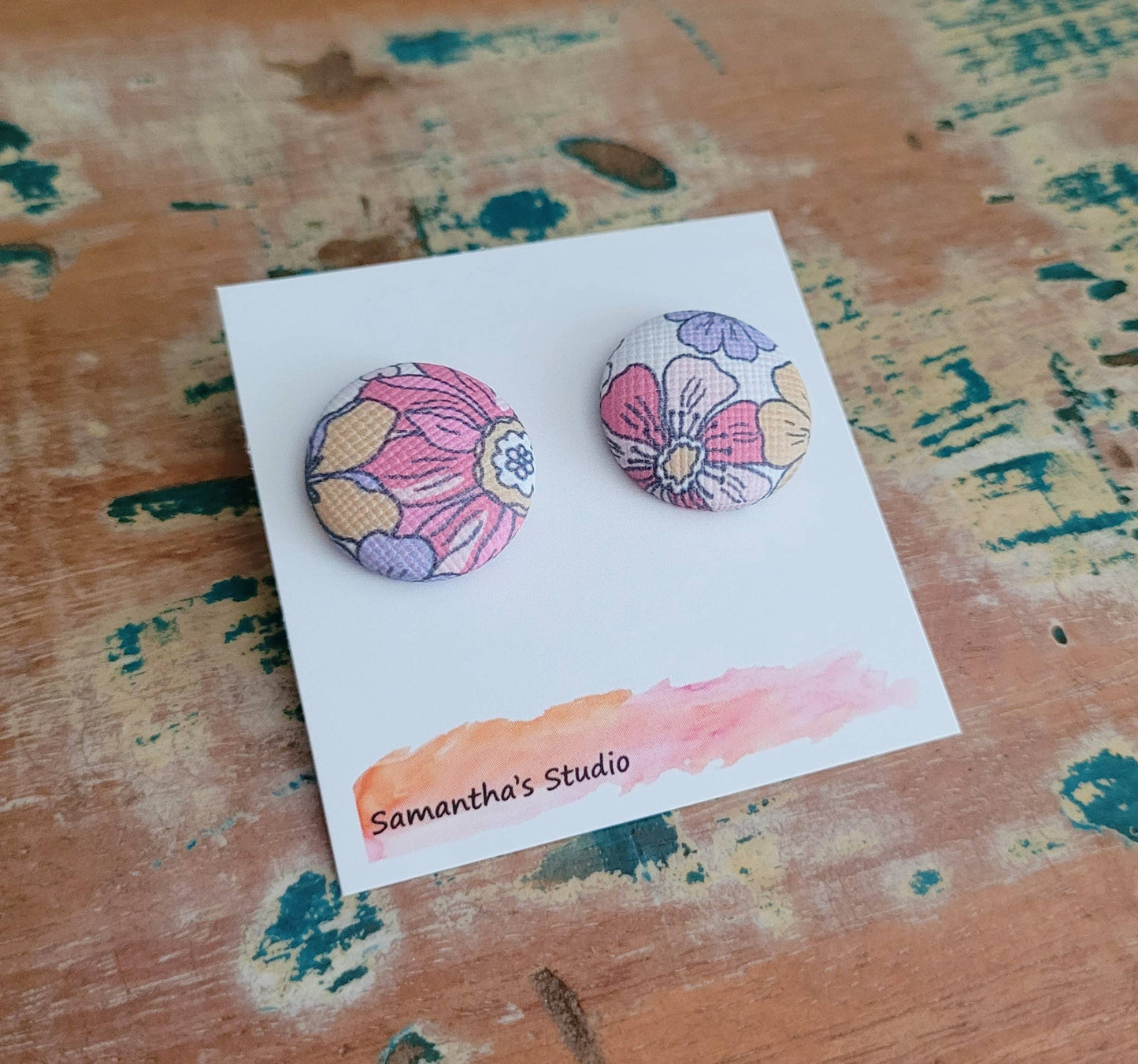 Samantha's Studio - Earrings - Floral Statement Button Studs