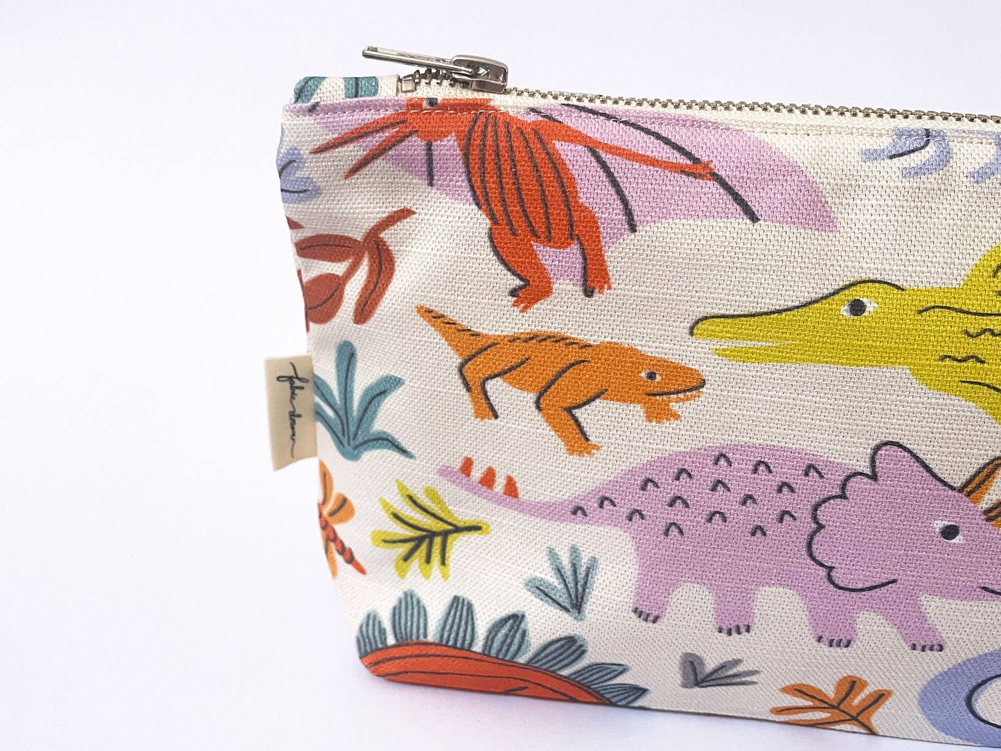 Fabric Drawer - Handmade Make-up, Travel, Clutch Fabric Zip Purse - Dinos