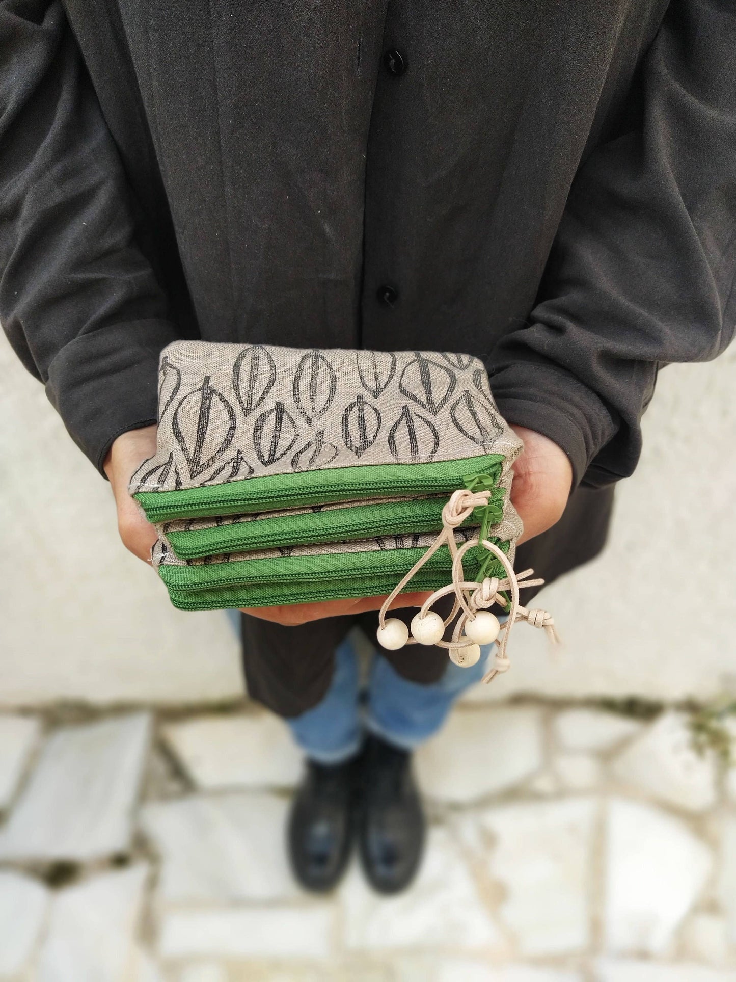 PRE-ORDER AVAILABLE - The Ink Job - Linen Pouch with Zipper - Leaf Print