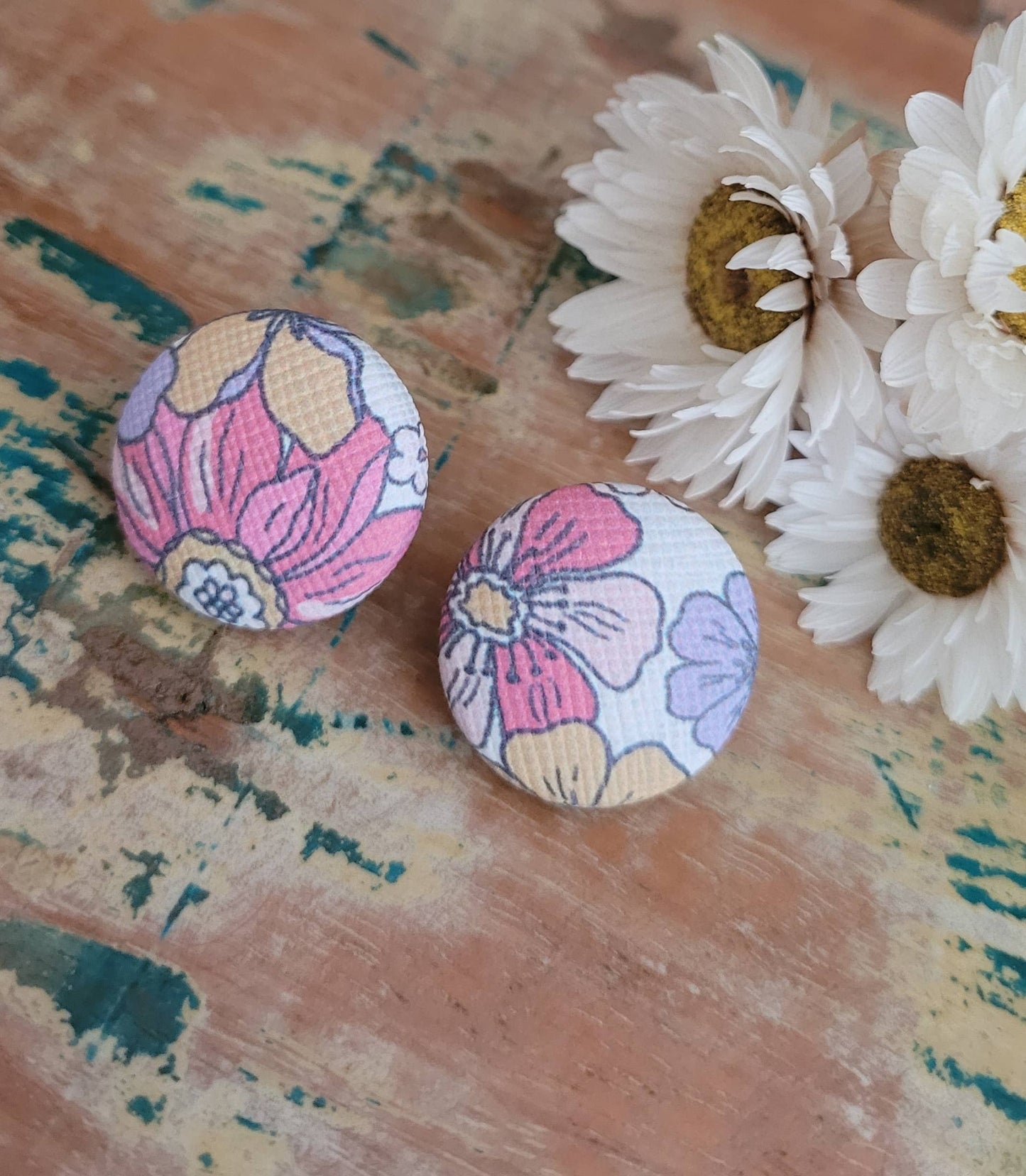 Samantha's Studio - Earrings - Floral Statement Button Studs