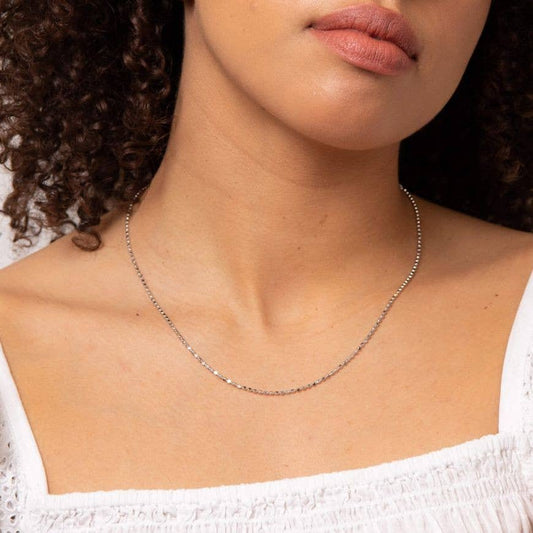 Whitelotus Design - Necklace - Sterling Silver Diamond cut Ball chain - 18 inch