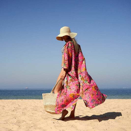 Linen Connections - Cotton Kimono Robe - Blossom Burst