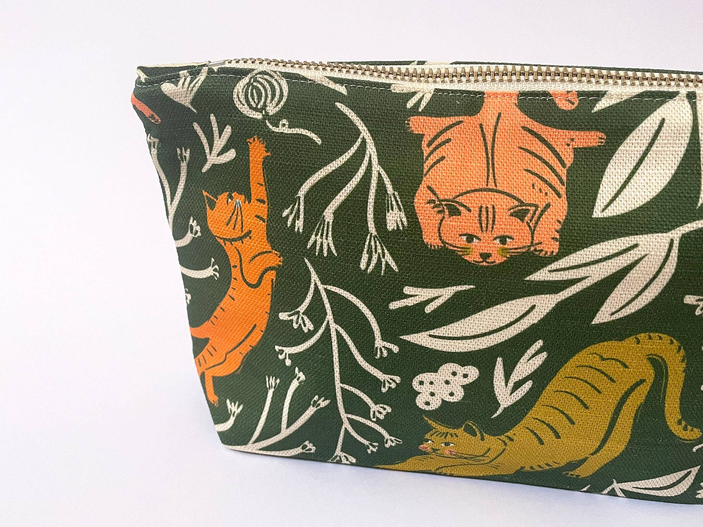 Fabric Drawer - Handmade Make-up, Travel, Clutch Fabric Zip Purse - Cats