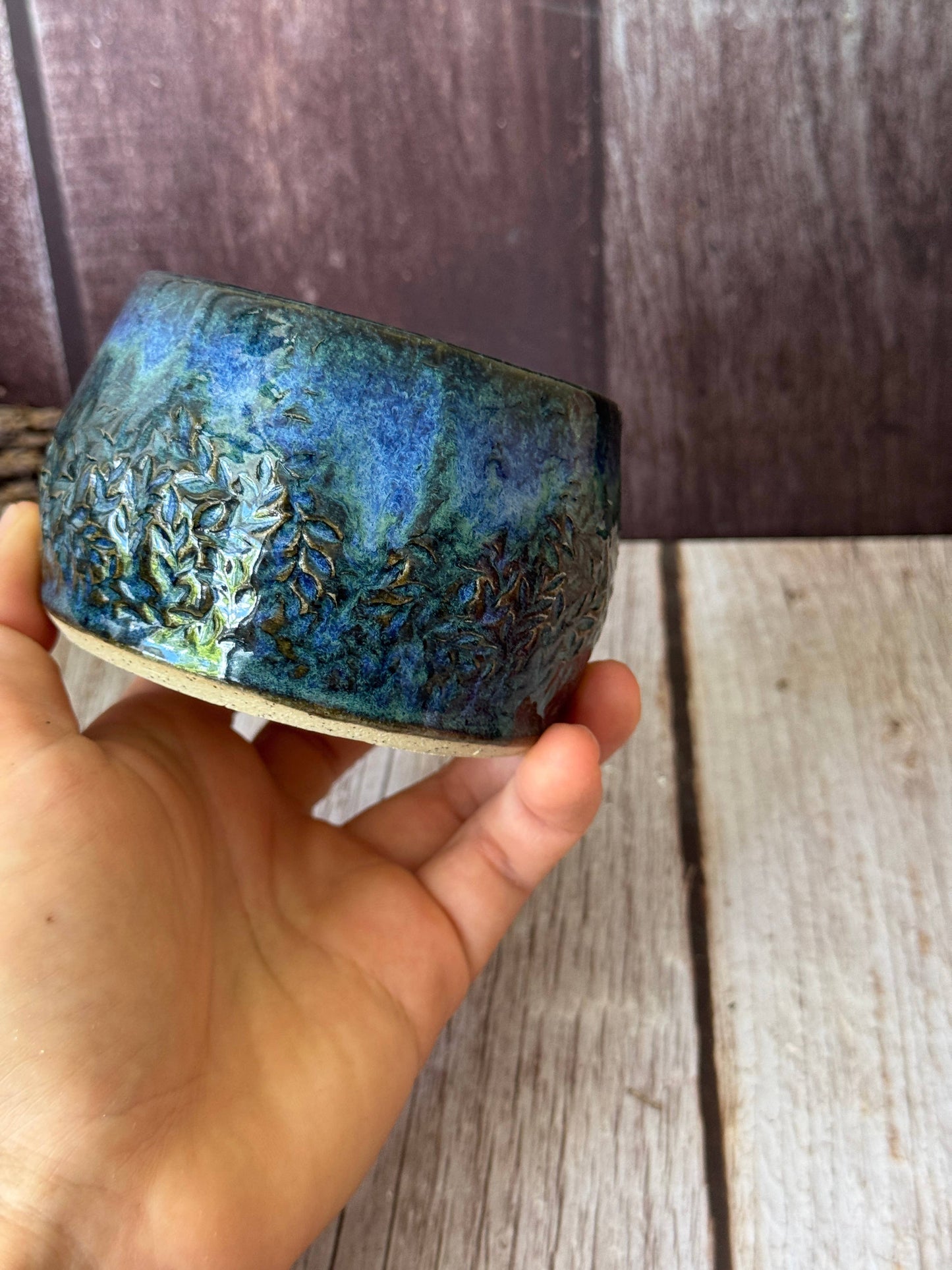 Wolf and Clay Pty Ltd - Hug Mug - Floral Imprinted - Dark Blue