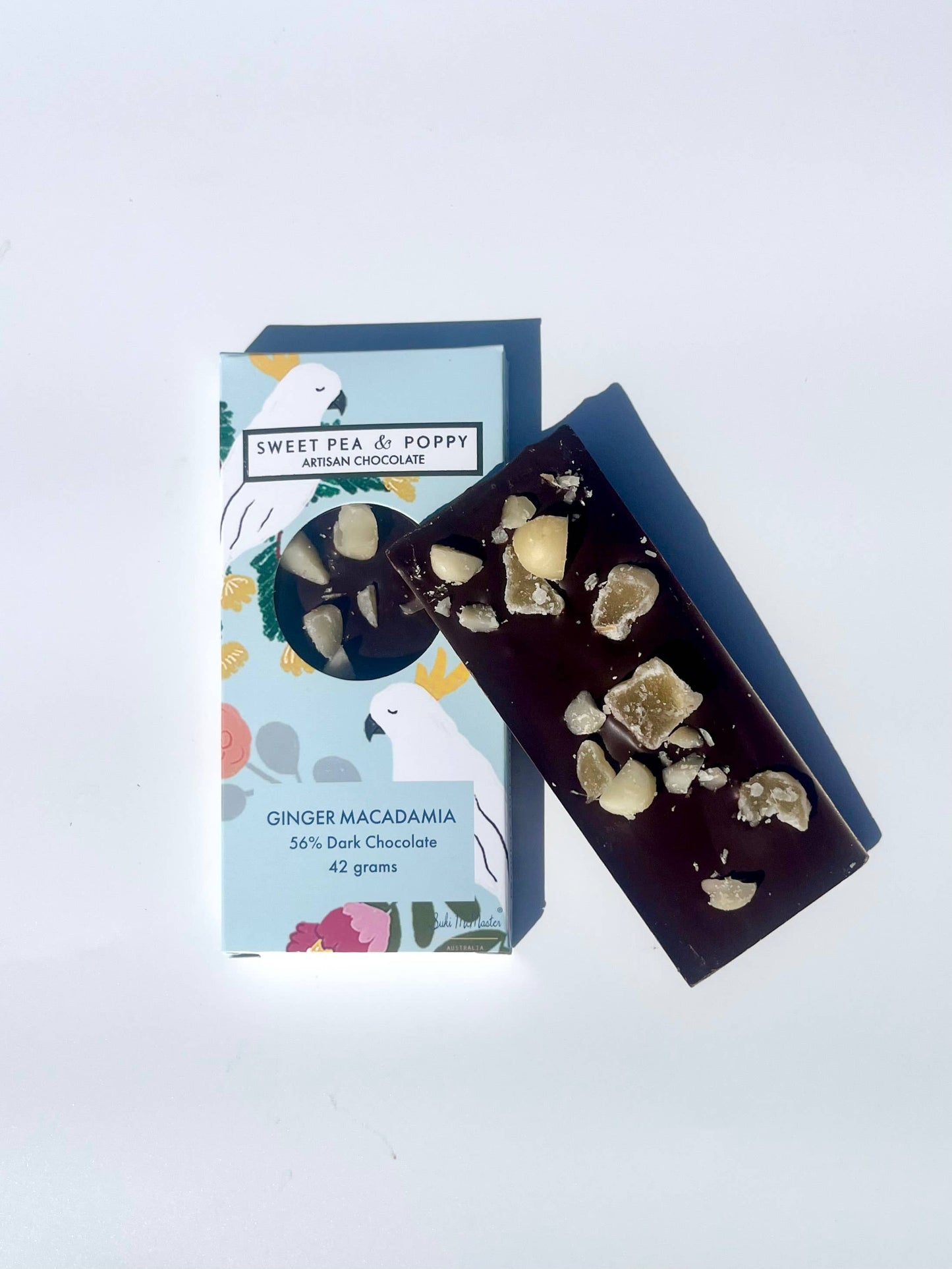 Sweet Pea & Poppy - Artisan Chocolate Bar - Ginger Macadamia
