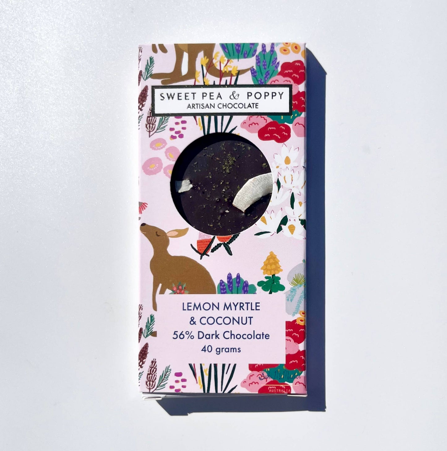 Sweet Pea & Poppy - Artisan Chocolate Bar - Dark Chocolate Lemon Myrtle