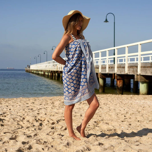 Linen Connections - Cotton Sarong - Ocean Hues