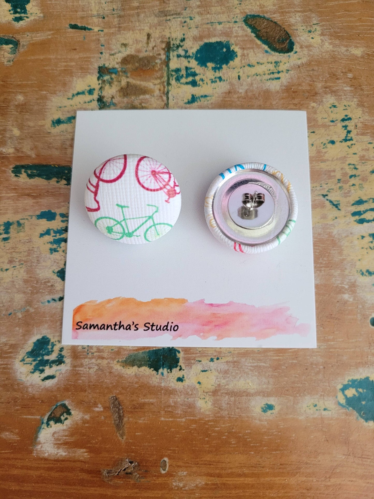 Samantha's Studio - Earrings - Bike Button Studs