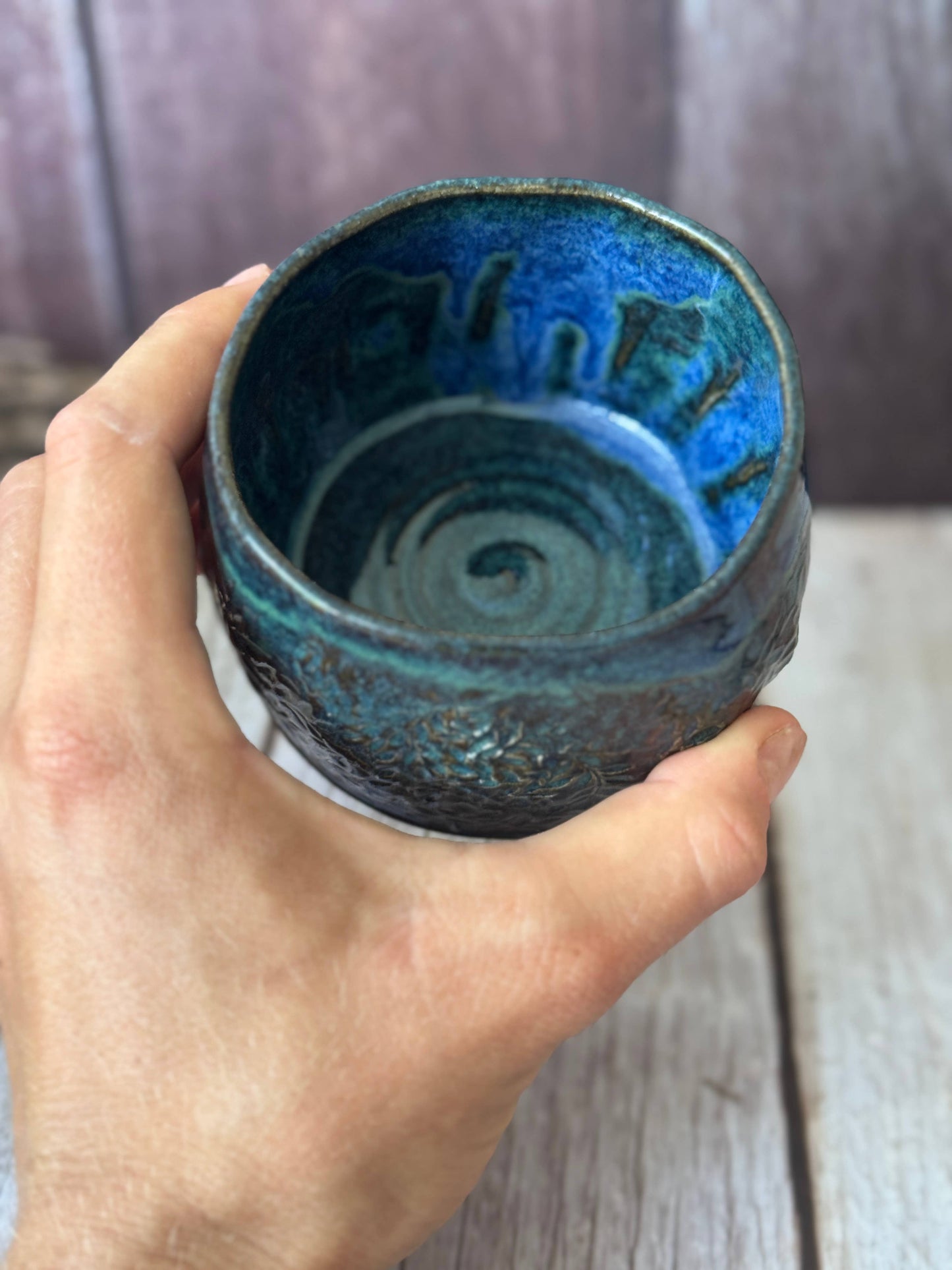 Wolf and Clay Pty Ltd - Hug Mug - Floral Imprinted - Dark Blue