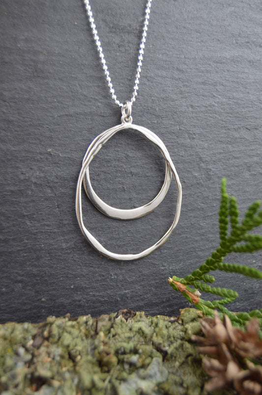 Whitelotus Design - Necklace - Double Layer Silver Pendant