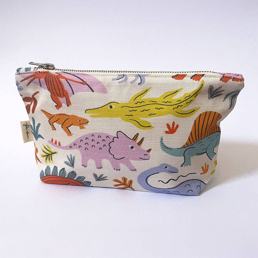 Fabric Drawer - Handmade Make-up, Travel, Clutch Fabric Zip Purse - Dinos