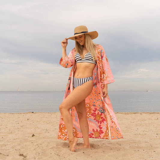Linen Connections - Cotton Kimono Robe - Boho Chic